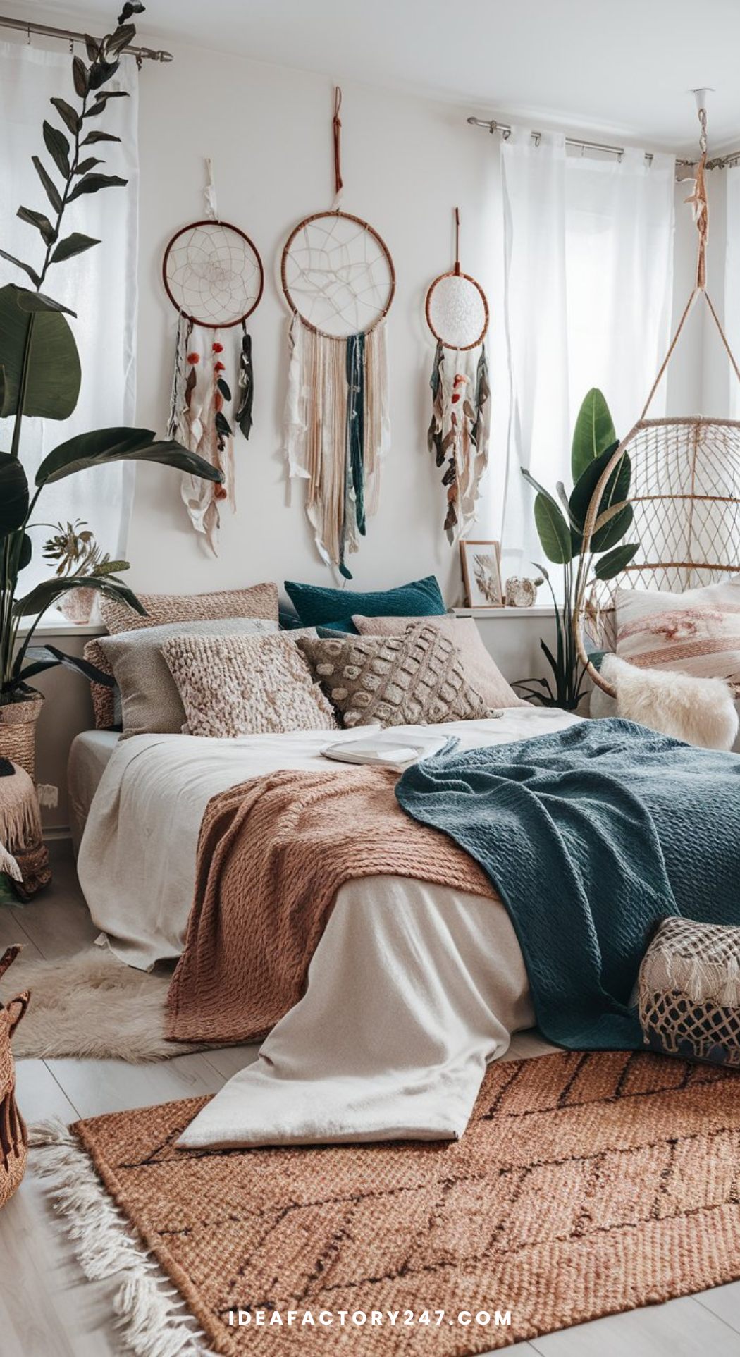 Introducing textures and plants to a boho bedroom design on a budget