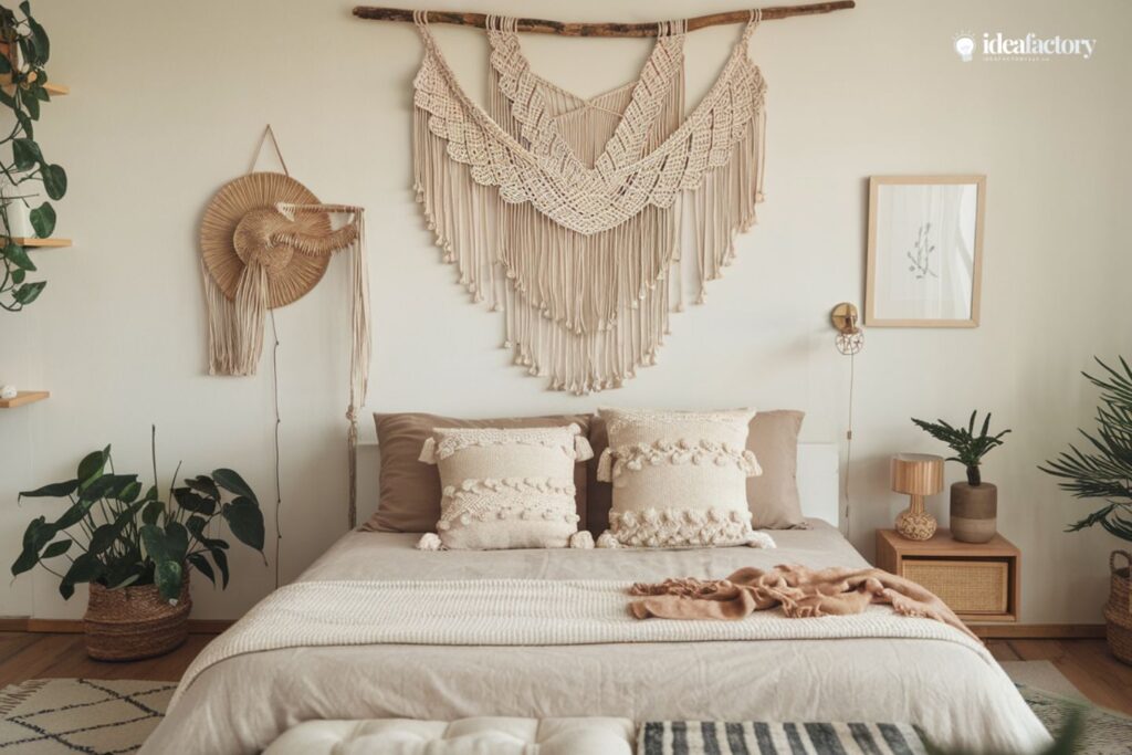 Inviting, neutral boho bedroom decor on a budget.