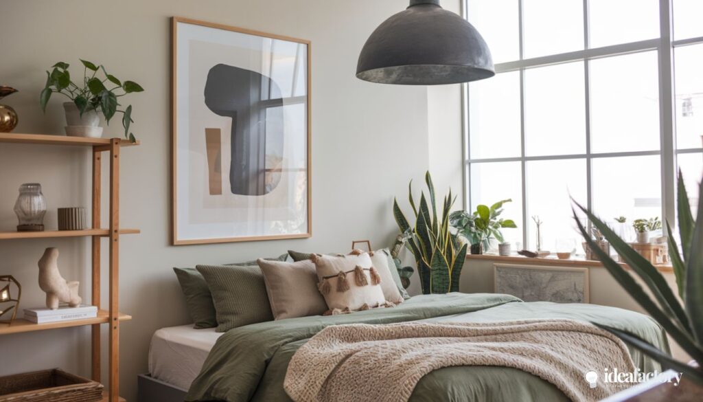 Cozy modern bedroom with minimal aesthetic