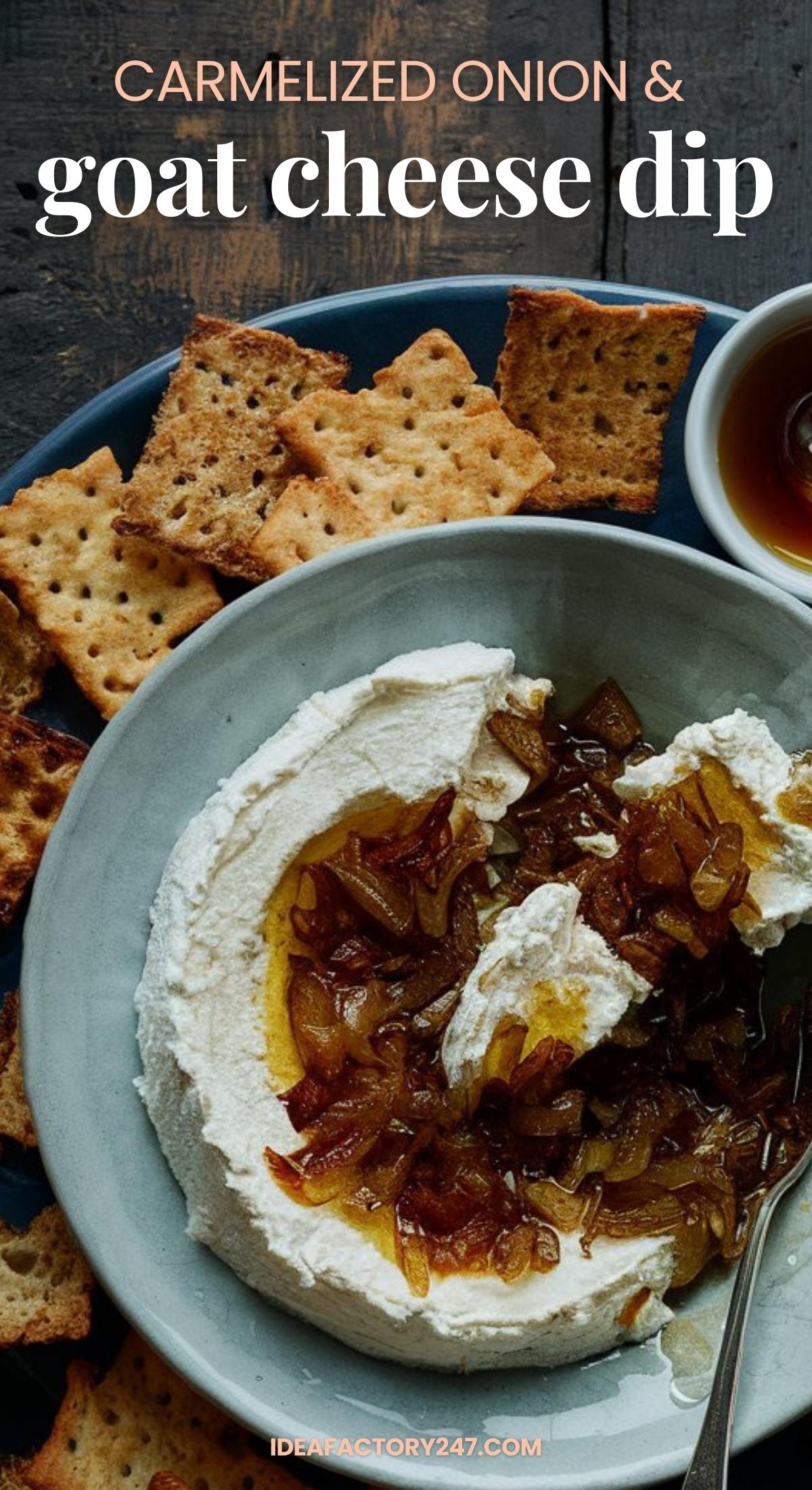 CARMELIZED ONION & GOAT CHEESE DIP recipe.