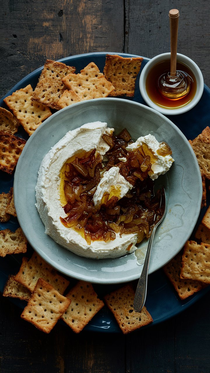 Creamy goat cheese meets the deep, savory sweetness of caramelized onions in this elegant dip. Fold in a touch of honey for balance, and serve with crispy crostini or crackers for a sophisticated appetizer.

Easy party dips | Cold dips for game day | Unique appetizers | Make ahead party dips