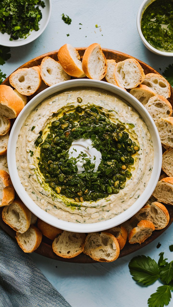 Cannellini beans are blended with zesty chimichurri sauce for a flavorful, herb-packed dip. It’s bright, garlicky, and pairs well with crusty bread or roasted vegetables.

Get the recipe as well as 57 other amazing cold party dips.  All of the dips easy to make and many can be made ahead of time.