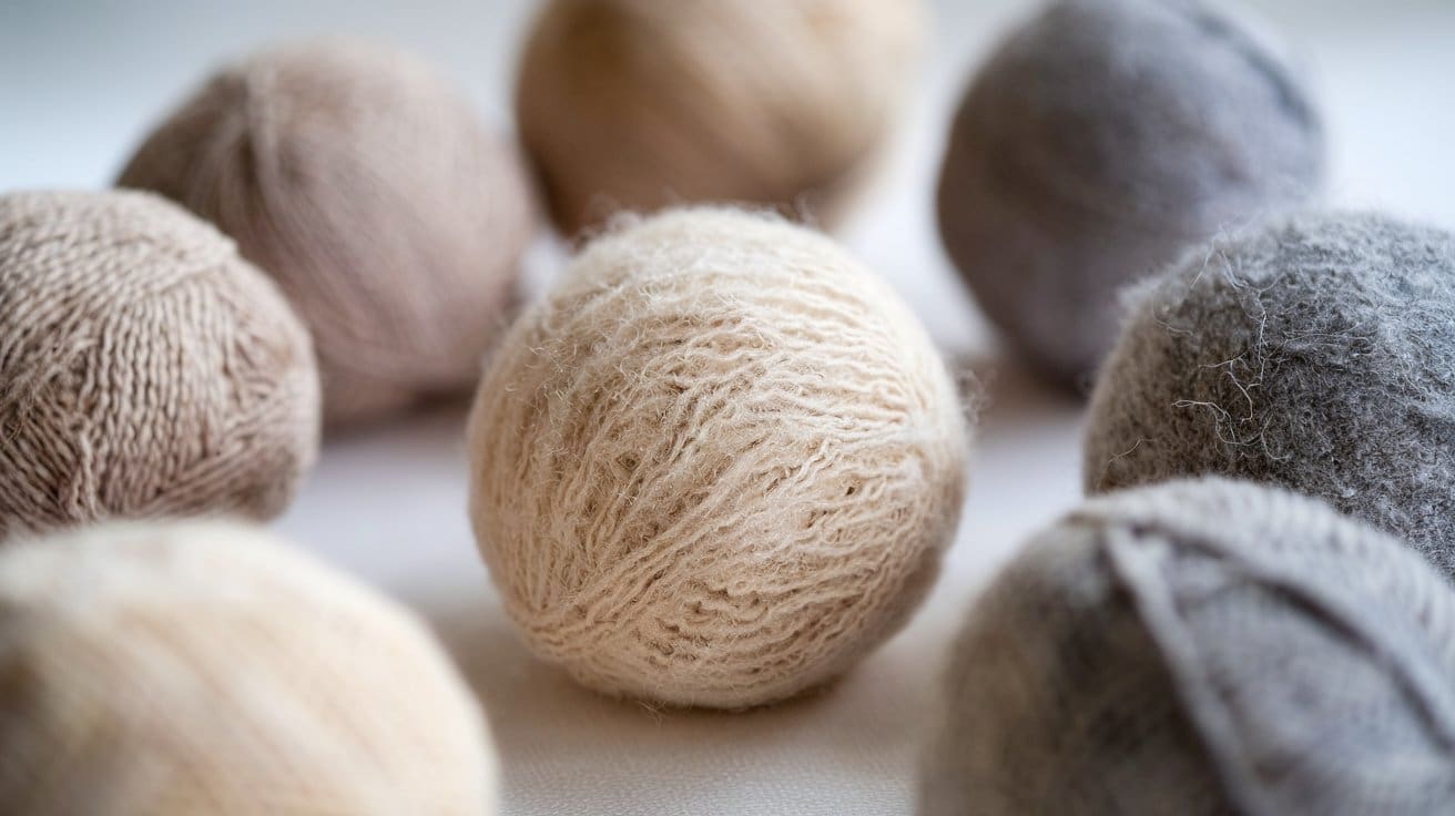 DIY dryer balls made from neutral wood yarn