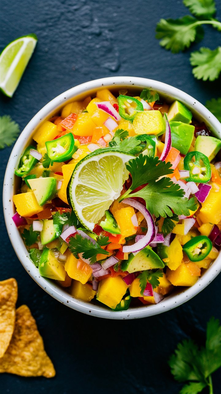 This refreshing dip combines the sweetness of ripe mangoes with creamy avocado and a hint of heat from diced jalapeños. Add fresh lime juice, red onion, and cilantro for a tropical twist that pairs perfectly with tortilla chips or plantain crisps.