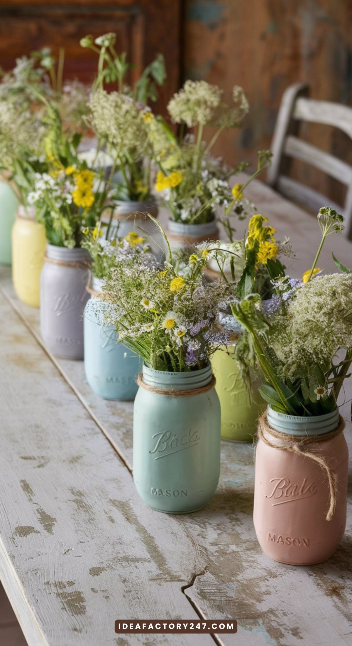 mason jars upcycled to flower vases