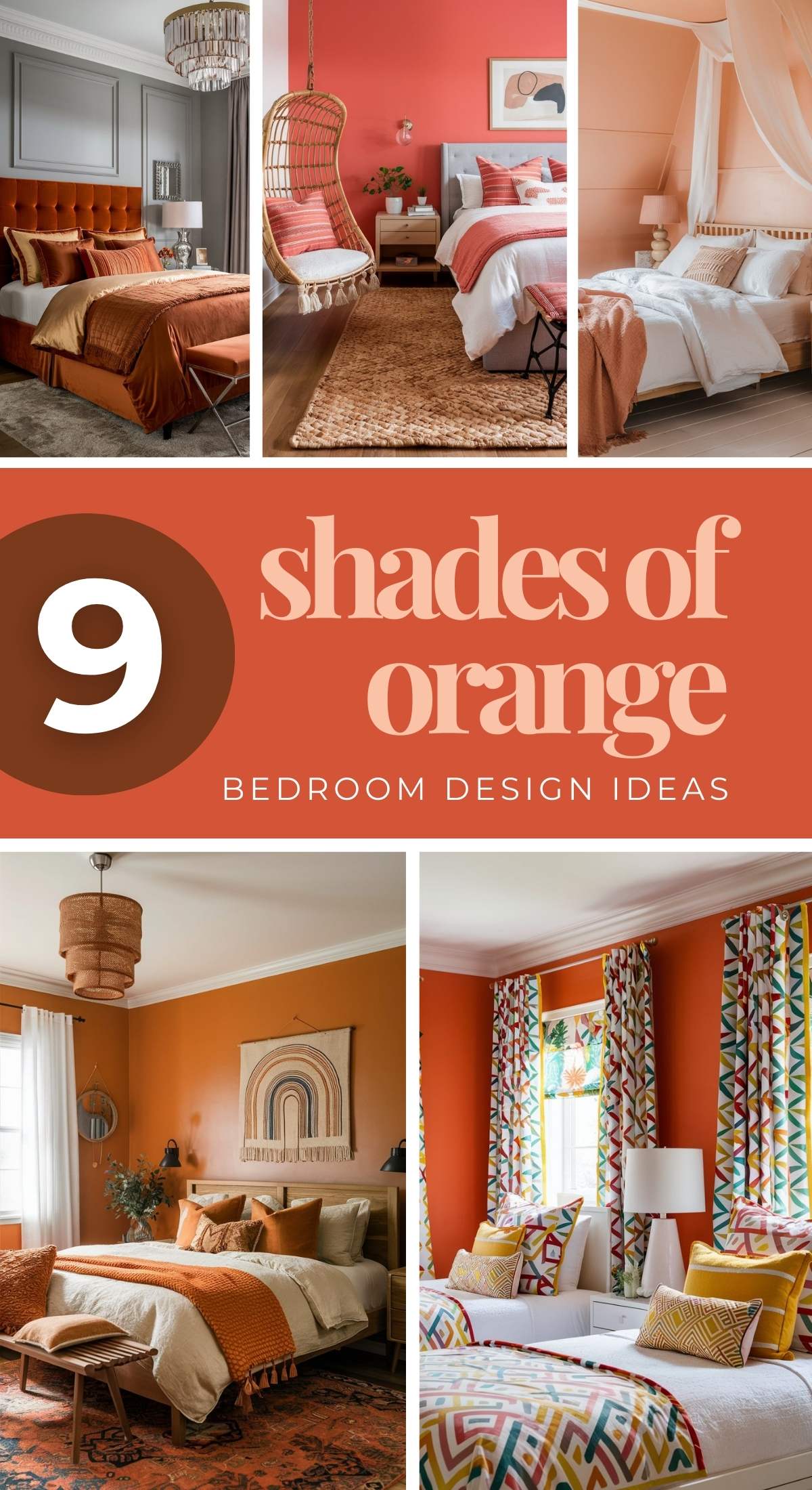 A collection of orange bedroom designs.  Orange comes in many shades and we are covering the most popular for orange bedroom design and decor. You'll find Rust And Grey Bedroom, Orange Grey Bedroom, Burnt Orange Bedroom Walls, Bedroom Ideas Burnt Orange, orange bedroom aesthetic and decor, luxury and boho orange bedroom ideas walls and more.