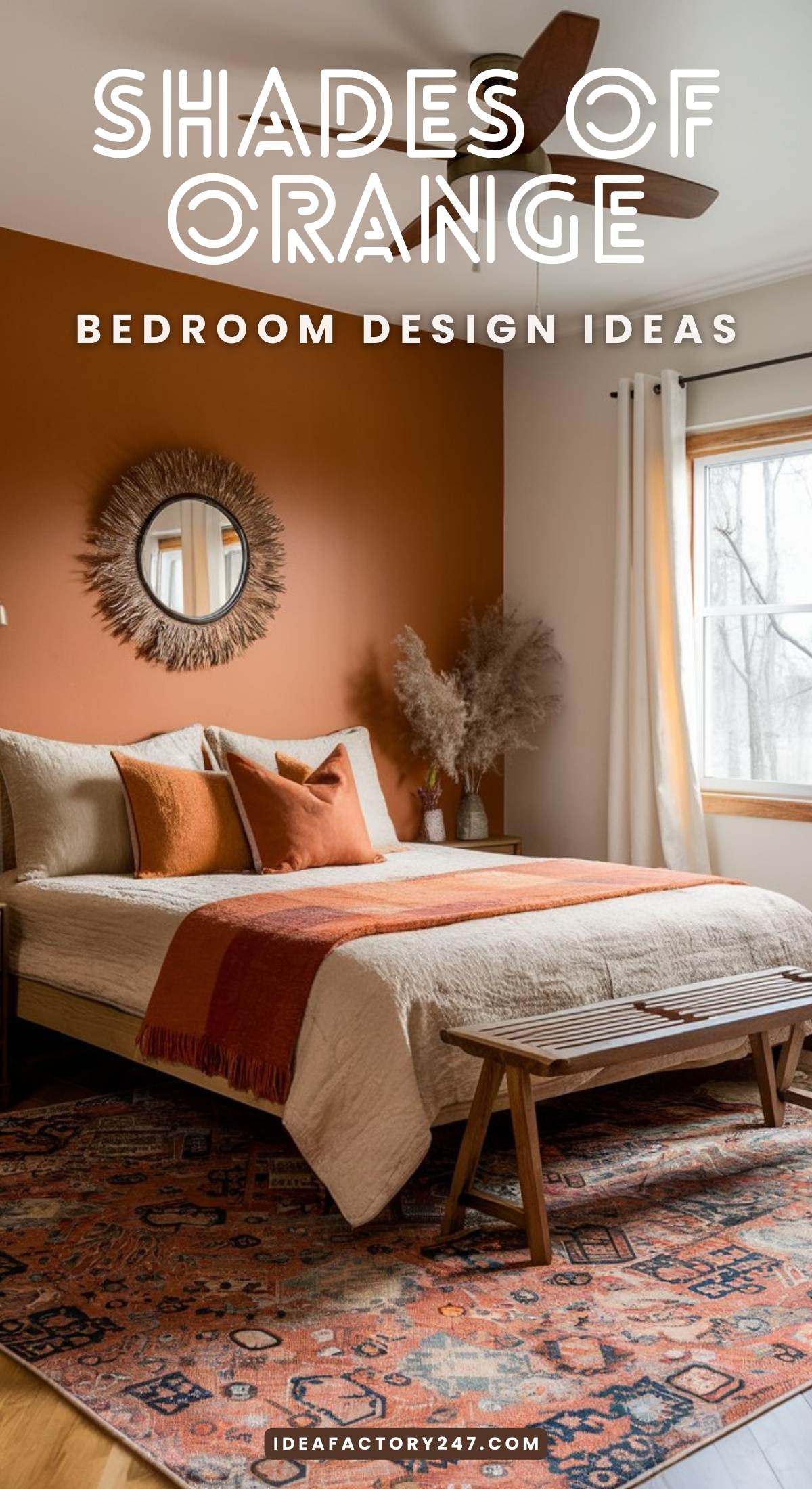 Do you have an Orange Crush?  We do!  Today we are going to share several orange bedroom design ideas with you in all shades of orange - from terracotta to burnt orange, apricot, tangerine and more.  We have orange bedroom walls, wallpaper, orange bedding and decor accents - everything you need to get inspired for your orange bedroom redesign project!