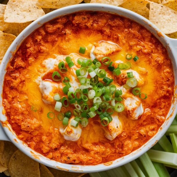 Buffalo chicken dip, the perfect game-day appetizer.