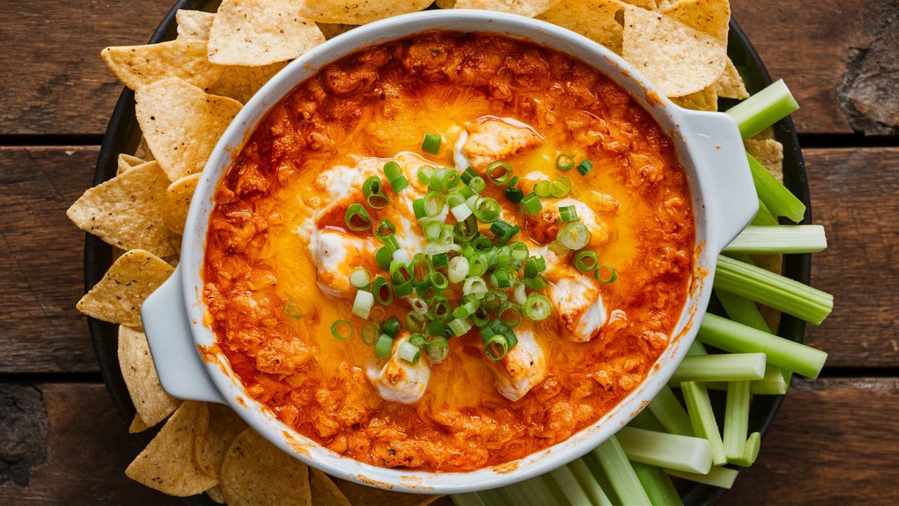 Buffalo chicken dip, the perfect game-day appetizer.