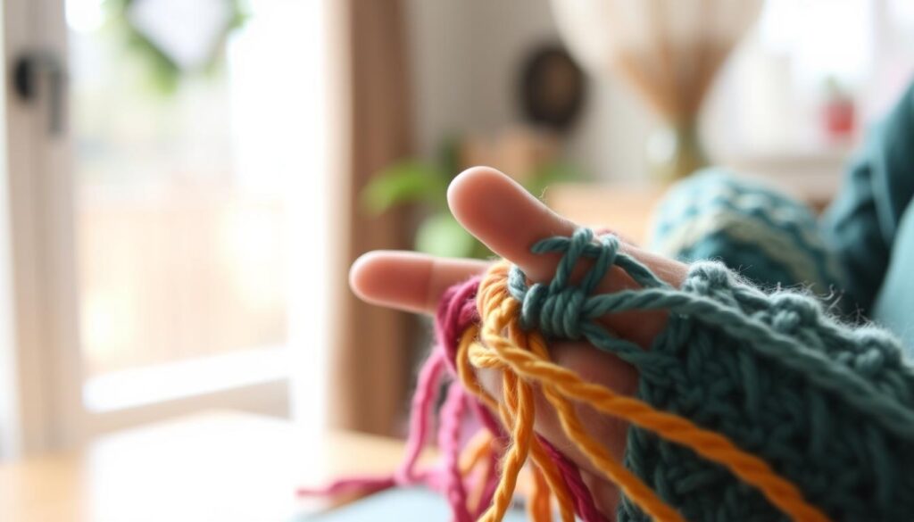 finger knitting practice