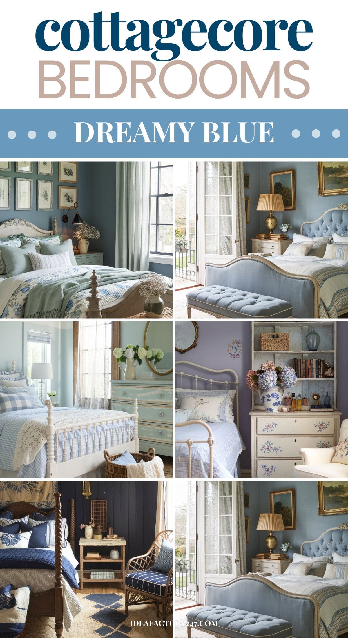 Create a whimsical and cozy blue cottagecore bedroom with calming blue hues, antique-inspired furniture, and delicate floral accents. Get inspired with these dreamy cottagecore ideas for the ultimate cozy retreat!