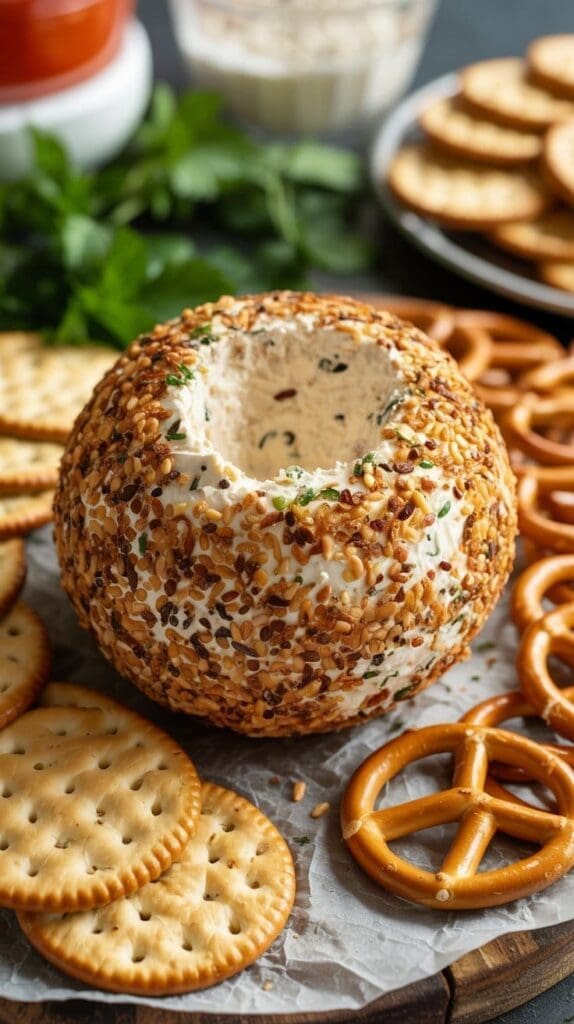 If you love everything bagels, this cream cheese ball is about to become your go-to appetizer. It’s creamy, savory, and coated in bold everything seasoning. Perfect with crackers, pretzels, or veggies, and ideal for last-minute entertaining. Save this for your next gathering.