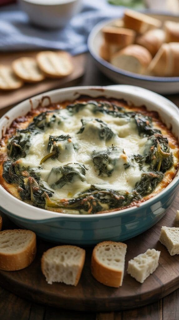 This spinach artichoke cream cheese dip is rich, creamy, and full of classic flavor. It’s warm, comforting, and always the first appetizer gone. Perfect for parties, holidays, or casual get-togethers. Save this one for anytime you need a guaranteed hit.