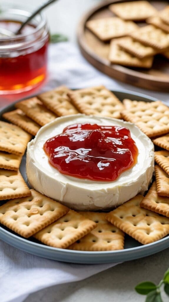 This sweet pepper jelly cream cheese dip uses just two ingredients and always impresses. An easy appetizer that’s perfect for parties.