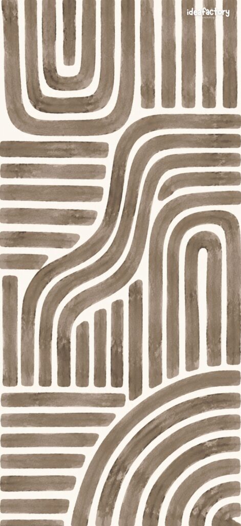 Abstract art with brown, curved and straight lines forming geometric shapes on a white background. ideasFactory is written in small text in the top right corner.