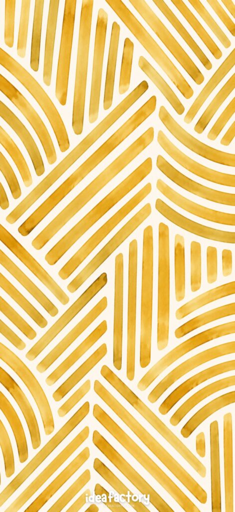 Abstract pattern of golden yellow curved and straight lines on a white background, creating a geometric and modern design. The words “idea factory” appear at the bottom center.