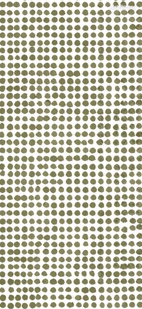 Rows of irregular green dots form a grid pattern on a white background. The dots vary slightly in size and spacing, creating a handmade, organic appearance. Aedas Homes is written in small text in the top right corner.